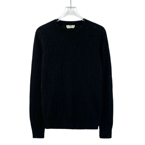 CM0376 Fendi Black Monogram Knit Pullover Sweater - Picture 1 of 6
